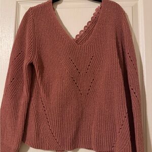 Women's Pink V-Neck Sweater